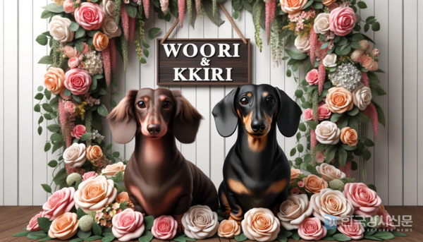 [DALL-E 3로 그린 ‘ 닥스훈트, 우리끼리’ 한글과 영어]