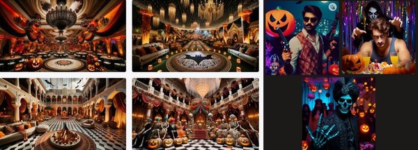 [발리우드 할로윈 파티장, 좌측사진=챗gpt 우측사진=Bing]