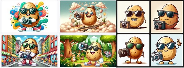 [사진 촬영을 하고 있는 감자, 좌측사진=챗gpt 우측사진=Bing]