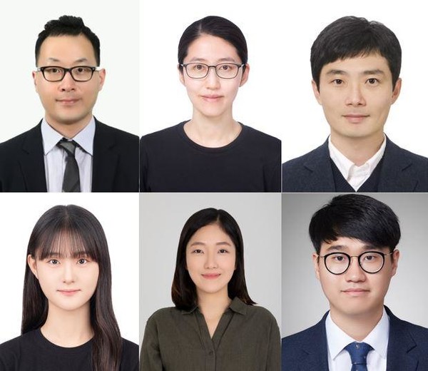 (윗줄 왼쪽부터) 고려대 생명공학부 박희호 교수, 세종대 기계항공우주공학부 권보미 교수, KAIST 기계공학과 유홍기 교수(이상 교신저자), (아랫줄 왼쪽부터) 고려대 강지현 석박사통합과정, 국민대 손보람 교수, KAIST 한정무 박사후연구원 (이상 제1저자)[사진출처=고려대학교]